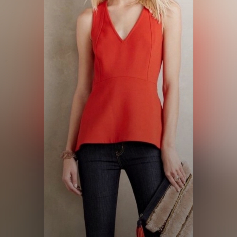 Leifsdottir Anthropologie Womens Red Orange Blouse Size 4 Excellent Condition